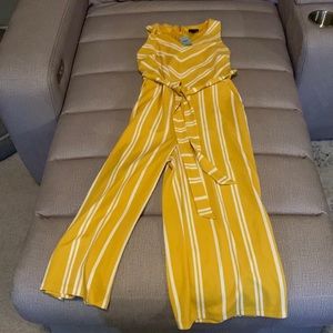 Yellow and white striped jumpsuit